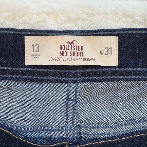 NWT HOLLISTER Midi Jean Shorts 4” Inseam Dark Wash 13 - Picture 3 of 10